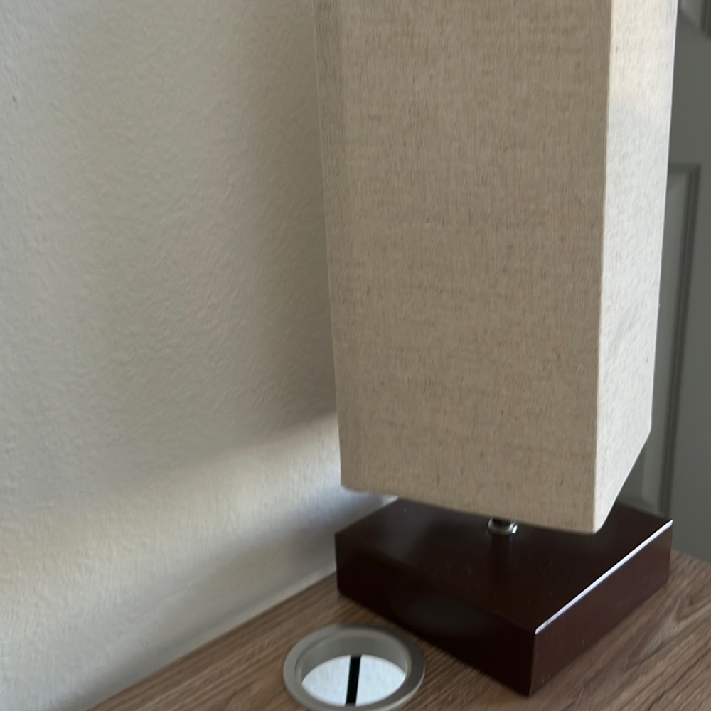 Desk lamp wood post square with Light